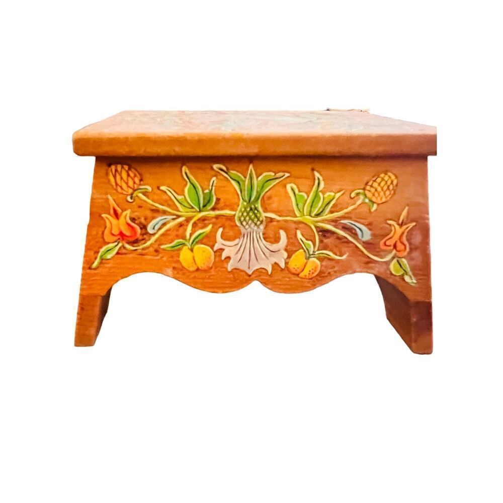 Irvin Herbein Folk Art wooden Bench box hand painted handmade
